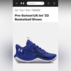 BNIB Under Armour Kids' Grade School Jet '23 Basketball Shoes size 1 Royal Blue